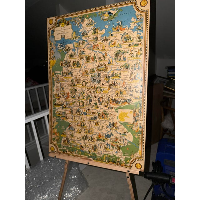 1950s Vintage Deutschen Bundesbahn Marcheland (Fairytale Land) Map of German Fairy Tale Locations For Sale - Image 4 of 8