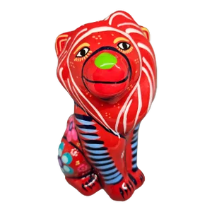Vintage Talavera Hand Painted Terra Cotta Lion Figurine Mexican Folk Art Bank