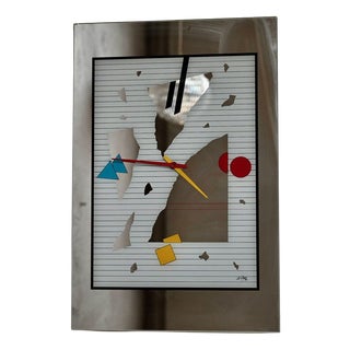 Vintage Wall Clock with Colorful Mirror, 1990s For Sale