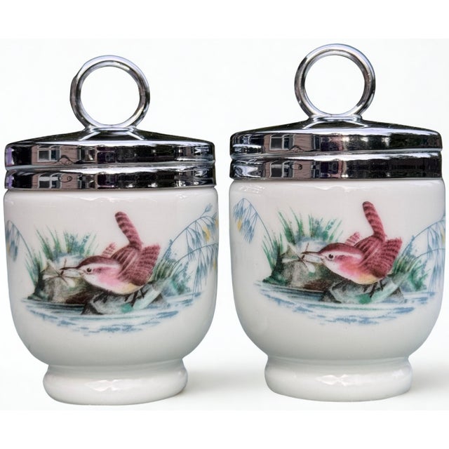 Just in time for the spring season, we are delighted to present a pair of vintage Royal Worcester bird motif egg coddlers...