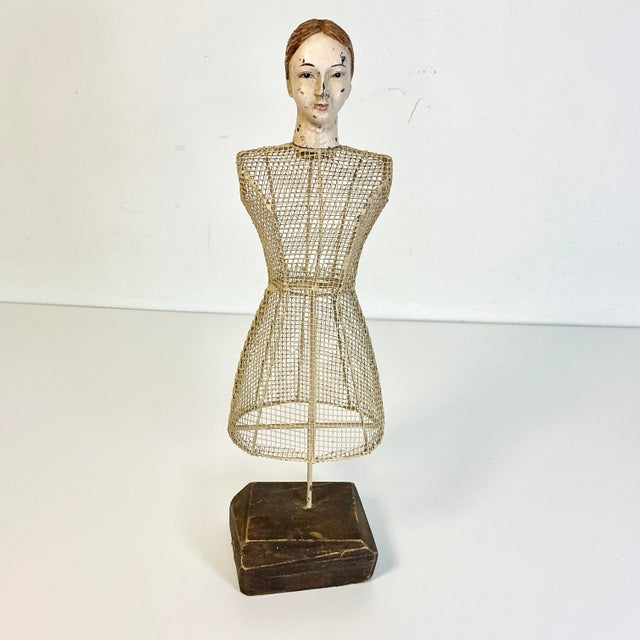 1960s 1960s Vintage French Boho Chic Tabletop Tole Mesh Tabletop Mannequin Sculpture For Sale - Image 5 of 12