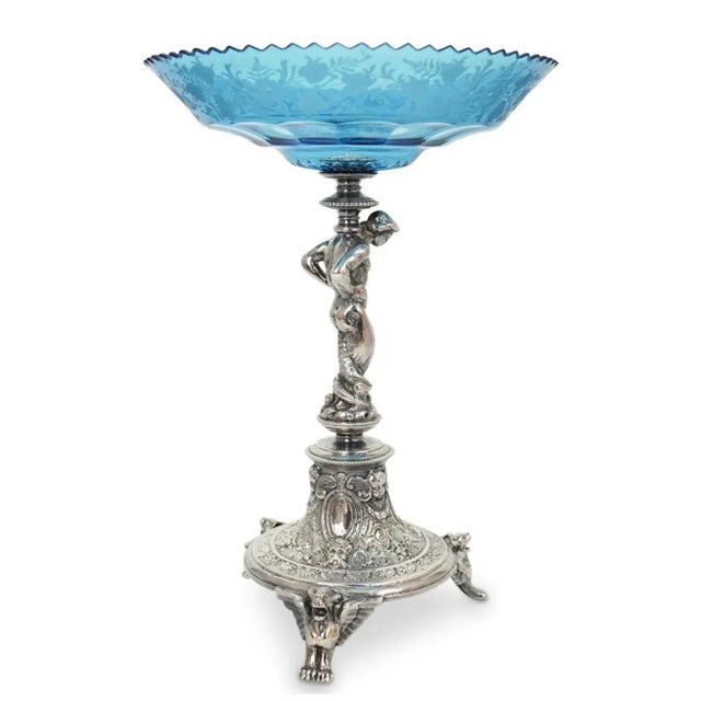 1910 Victorian Silver Plated Figural Compote Dish For Sale - Image 4 of 8