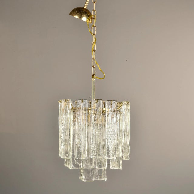 Transparent Mid Century Three Tiered Murano Glass Pendant Fixture For Sale - Image 8 of 12