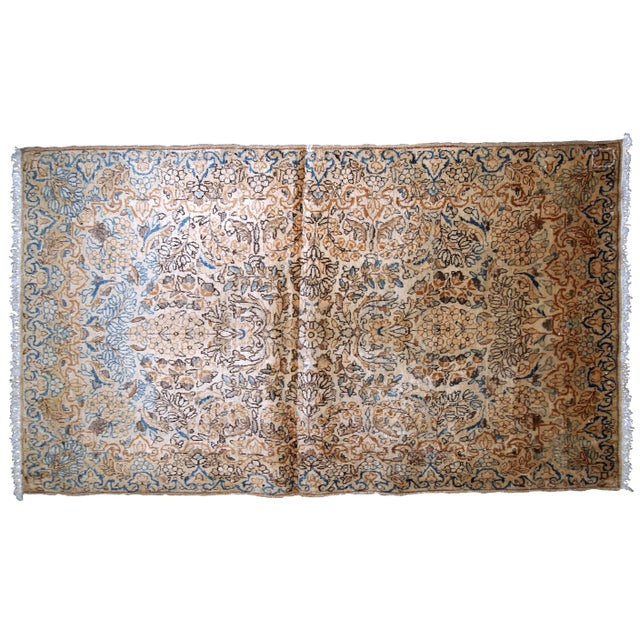 Sky Blue 1920s, Handmade Antique Persian Kerman Rug 3.4' X 5.4' For Sale - Image 8 of 8