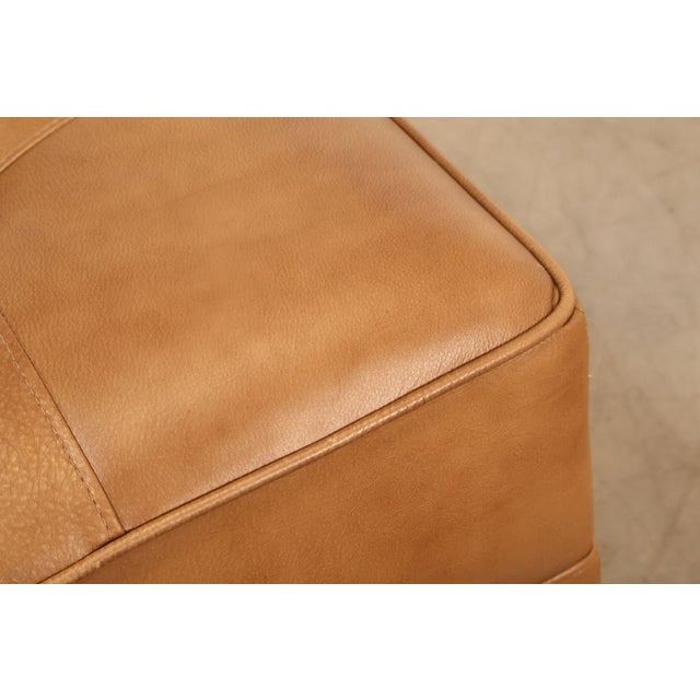2010s Ethan Allen 'Nassau' Tufted Leather Square Ottoman For Sale - Image 5 of 18