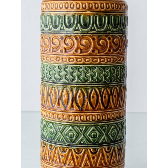 Ochre and Green Ceramic Table Lamp from Bay Keramik, 1970s For Sale - Image 4 of 14