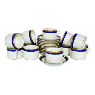 Richard Ginori Palermo Blue Cups and Saucers - Set of 11/10 For Sale