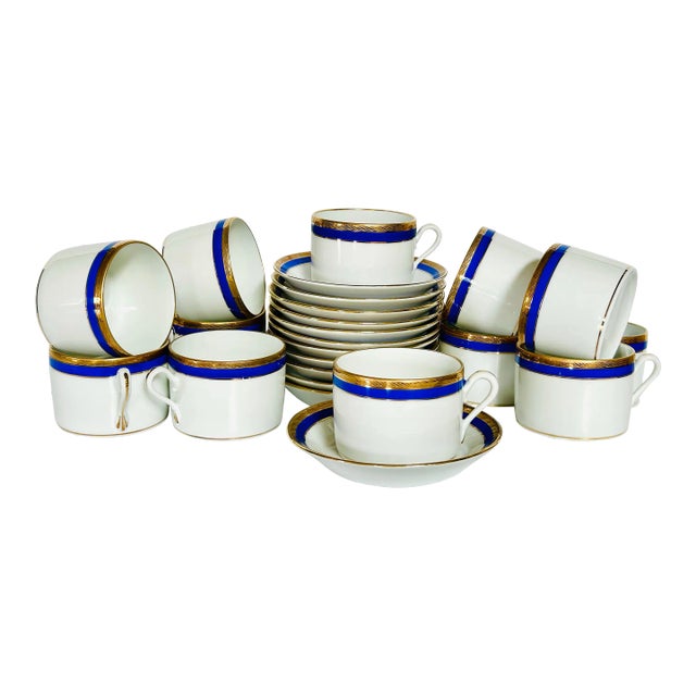 Richard Ginori Palermo Blue Cups and Saucers - Set of 11/10 For Sale