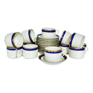 Richard Ginori Palermo Blue Cups and Saucers - Set of 11/10