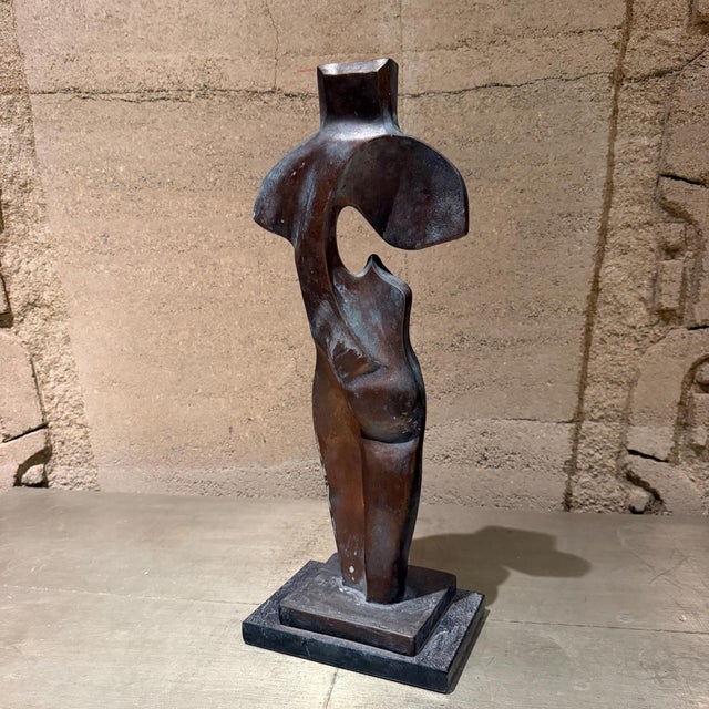 Bronze Abstract Modern Faux Bronze Composite Sculpture Stylized Female Figure For Sale - Image 8 of 12