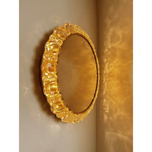 Vintage Illuminated Crystal Brass Mirror from Palwa, 1960s For Sale - Image 4 of 18