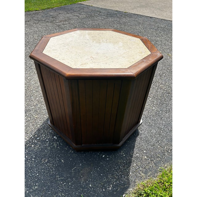 Mid Century Perception End Table With Marble Top Attributed to Lane For Sale - Image 10 of 11