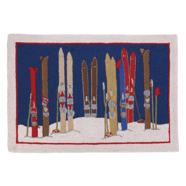 Traditional Skis and Poles Hook Rug, 27" x 40" For Sale - Image 3 of 3