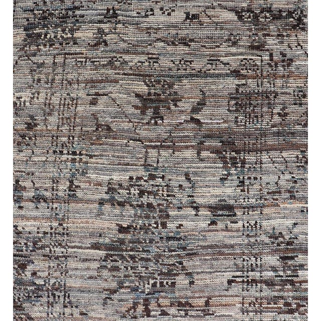 Modern Oushak Designed Runner in Wool With Floral Design in Earthy Tones 3'2 X 10'0 For Sale - Image 4 of 12