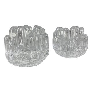 Sunflower Glass Candlesticks attributed to Göran Wärff for Kosta Boda, Sweden, 1970s, Set of 2 For Sale