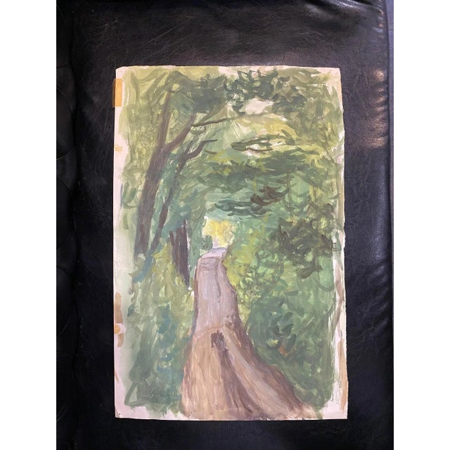 1960s Isaac Charles Goetz, Chemin sous les bois, 1965, Watercolor For Sale - Image 5 of 6