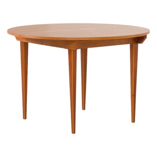Scandinavian Round Teak Table with Hidden Extension, 1970s For Sale