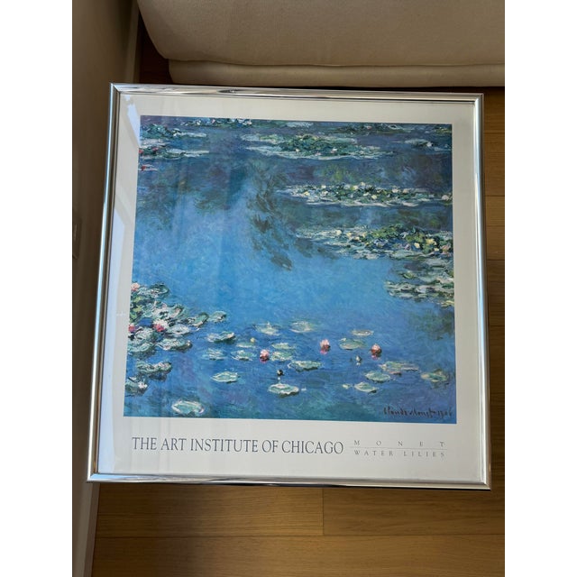 Monet Vintage 1990 Claude Monet Water Lilies Poster, Art Institute of Chicago Collection For Sale - Image 4 of 12