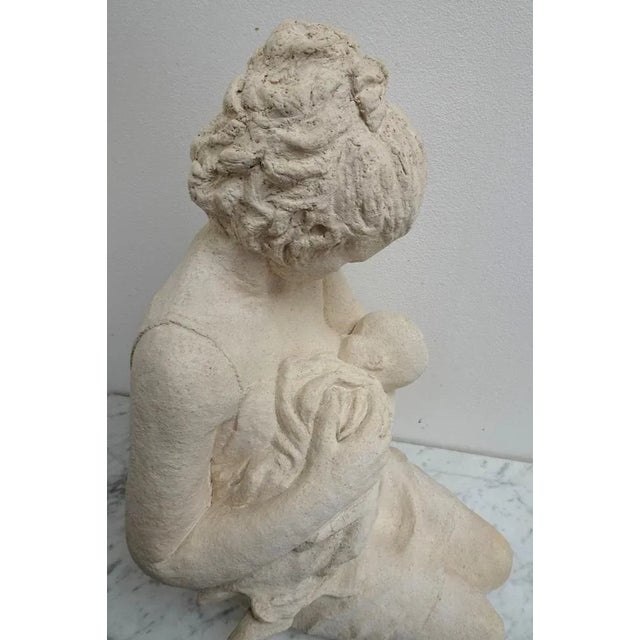 Beige Large Vintage Art Ceramic Sculpture of Woman Feeding Baby, 1980s For Sale - Image 8 of 16