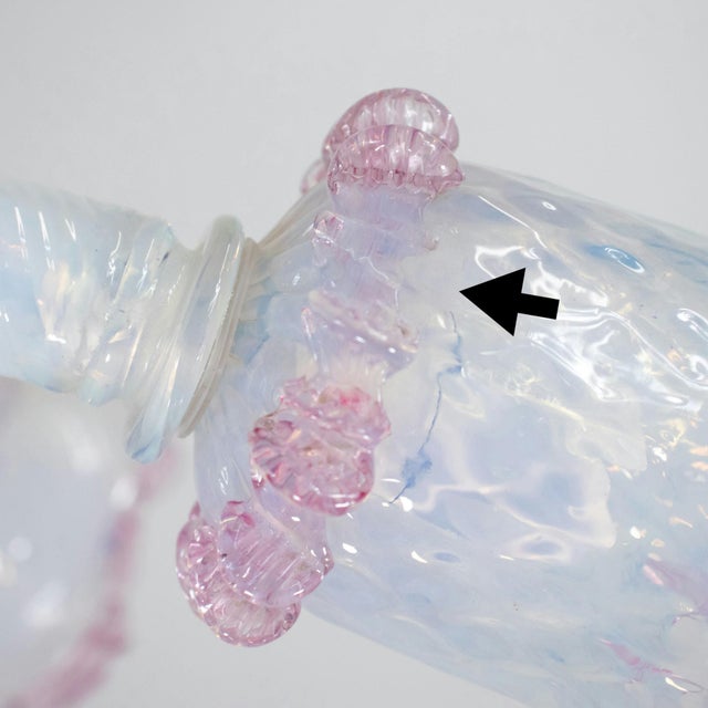 Light Pink Vintage Baroque Style Opaline Murano Chandelier With Pink Lattimo Tulips and Rigaree Trim For Sale - Image 8 of 12