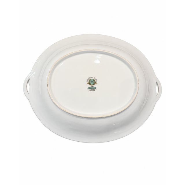 Art Deco 1930s Noritake “Tiffany” Handled Porcelain Serving Bowl With Gilt & Floral Detail For Sale - Image 3 of 6