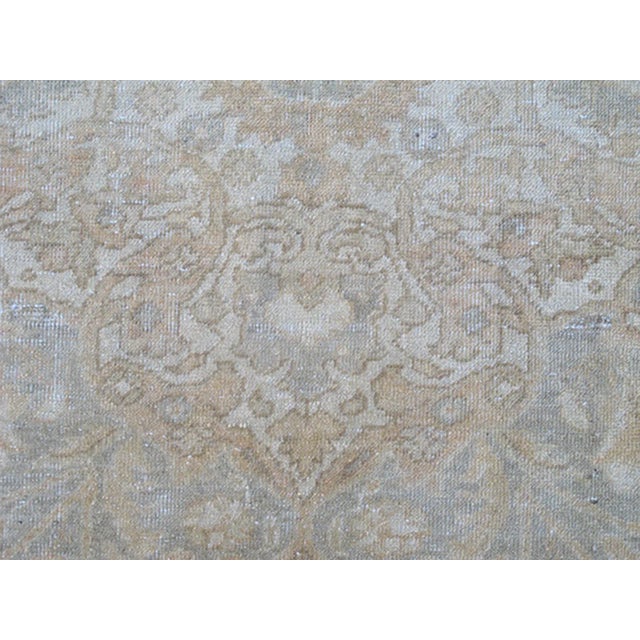 Textile Mid 20th Century Gray Faded Vintage Fine Turkish Sivas Rug With Floral Motifs and Medallion With a Light Tan Field For Sale - Image 7 of 9