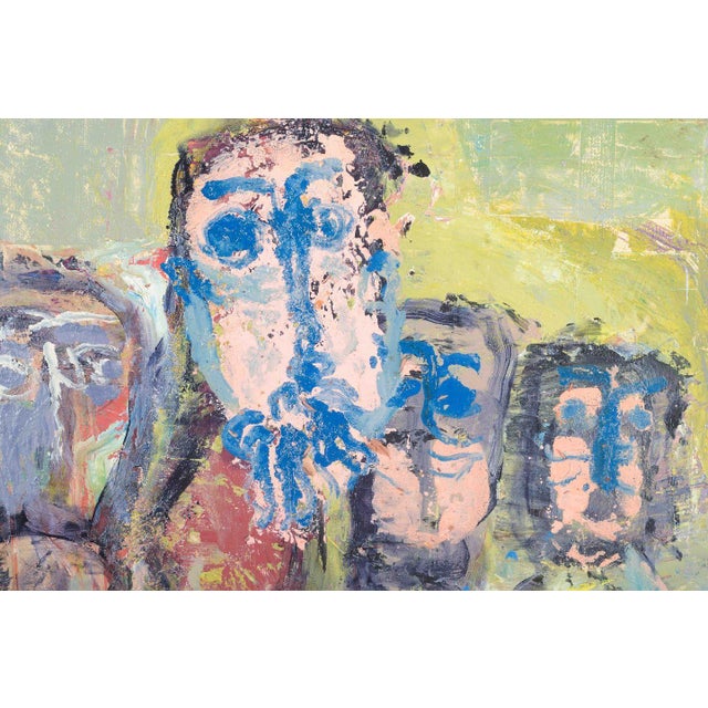 Imre Antonÿi, Hungarian-Swedish artist. Abstract composition with figures. Oil on board, 2004. An expressive painting by...