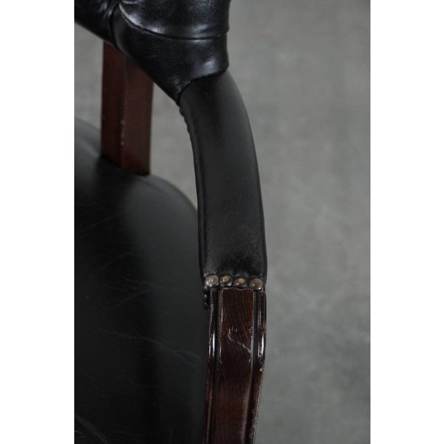 Black Chesterfield Office Chair in Cowhide Leather on Wheels For Sale - Image 8 of 18