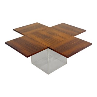 Rare Rosewood & Lucite Tic-Tac-Toe Expandable Coffee Table by Vladimir Kagan For Sale