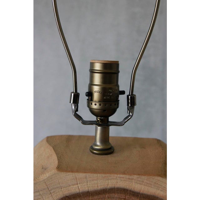 Rustic Teak Wood Table Lamp, Vintage Circular Design For Sale - Image 4 of 12