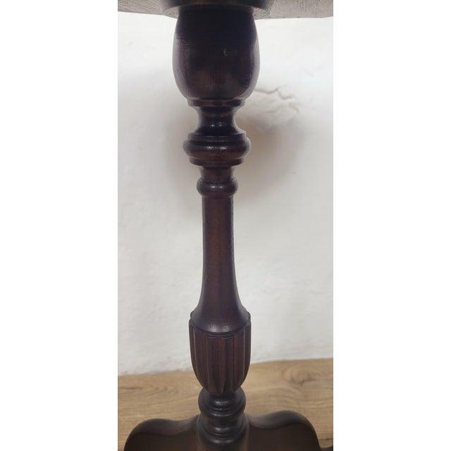 Vintage Wine Tripod Table Piecrust Scalloped Edge English 1950 Postage Available For Sale - Image 9 of 18