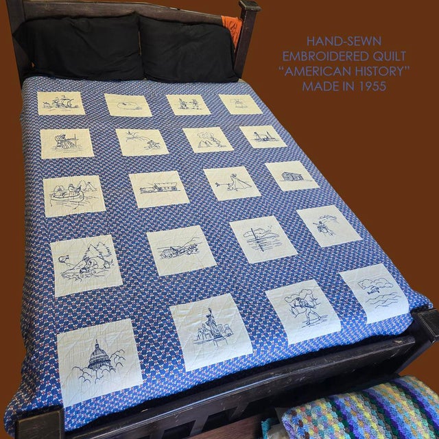 Both of my grandmothers plus my mother collaborated on making this quilt back in the mid-fifties! They hand-embroidered...