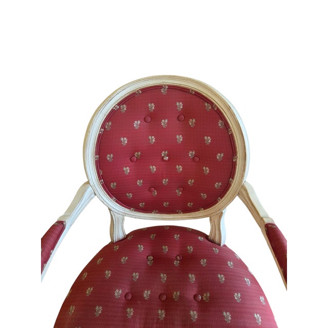 Antique White Vintage Louis XVI Armchair French Provincial Francesca Chair Attributed to Ethan Allen For Sale - Image 8 of 15