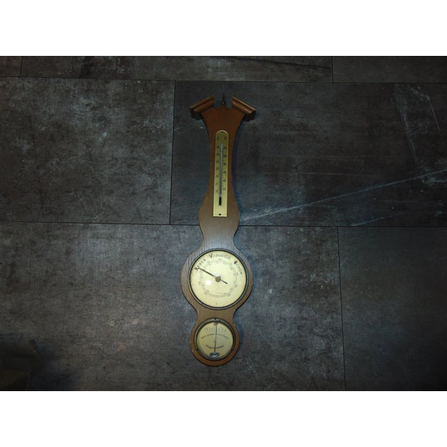 Mid-Century Wooden Barometer, Hygrometer, Thermometer, 1960s For Sale - Image 9 of 10