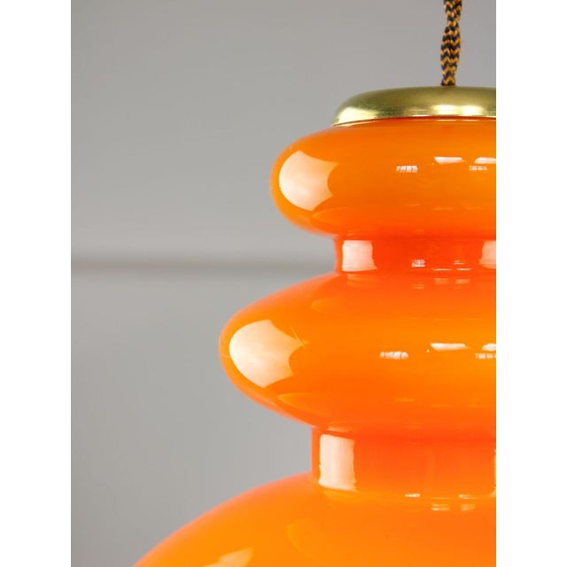 Mid-Century Modern Italian Orange Glass and Brass Pendant Lamp, 1960s For Sale - Image 12 of 18