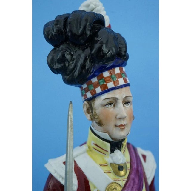 19th Century Porcelain Napoleonic Soldier Figurine from Capodimonte Manufacture, 1800s For Sale - Image 16 of 18
