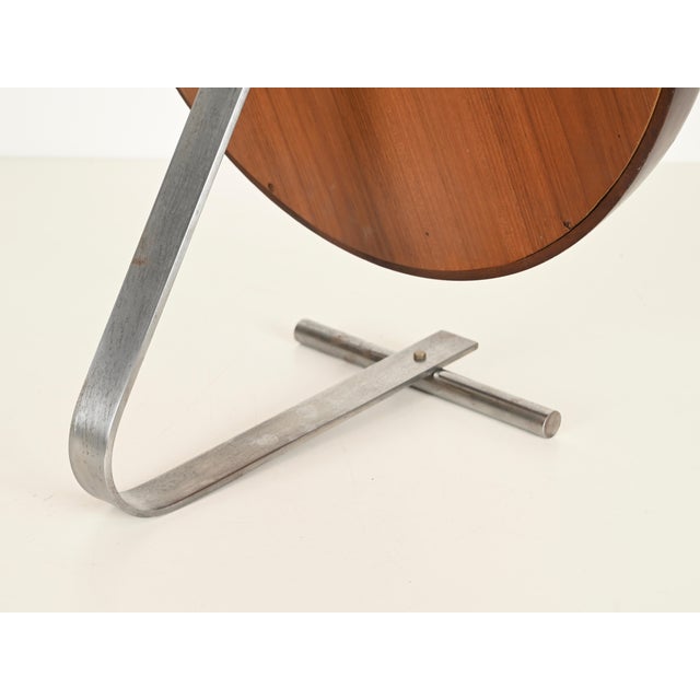 Large Italian Adjustable Table Mirror in Teak and Steel by Osvaldo Borsani for Tecno, 1960s For Sale - Image 11 of 15