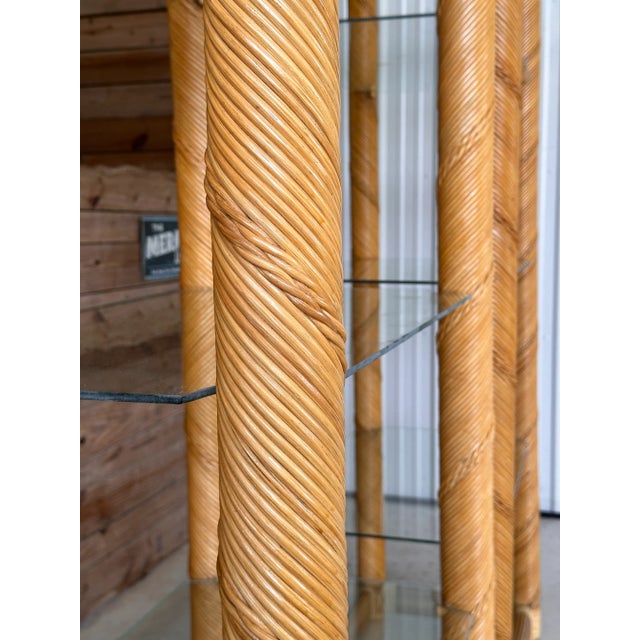 1980’s Organic Modern Restored Twisted Rattan Etageres-Pair For Sale - Image 4 of 12