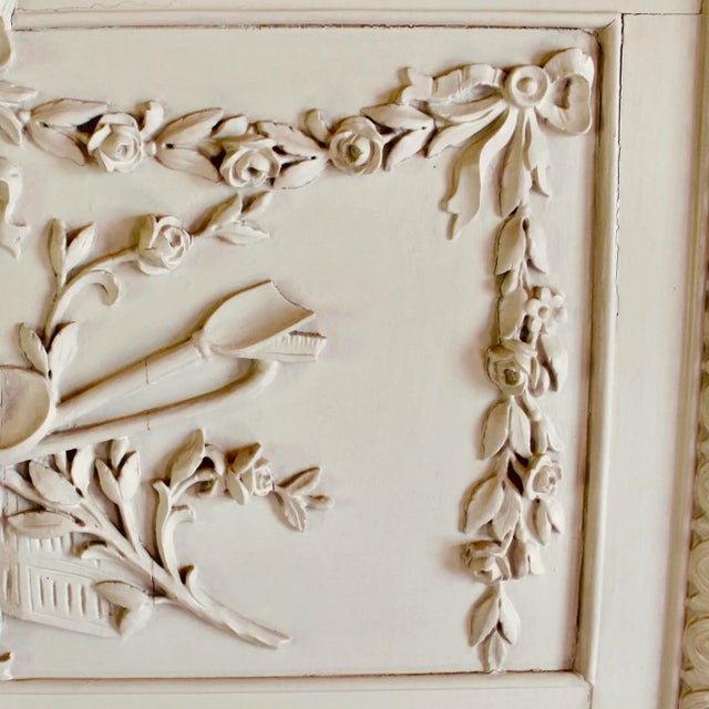 Wood Grey Painted Louis XVI Style Trumeau Mirror For Sale - Image 7 of 13