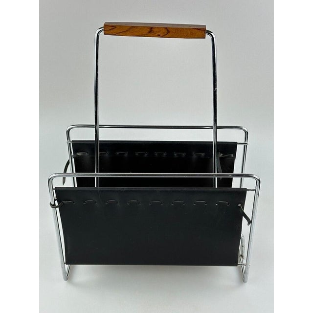 Mid-Century Newspaper Stand in Metal and Teak, 1970s For Sale - Image 15 of 15