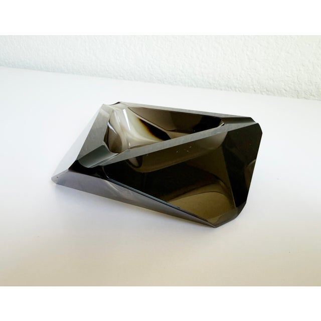 1960s 1960s Smoked Glass Faceted Ashtray For Sale - Image 5 of 11