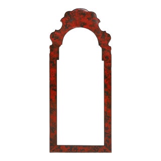 Mid 20th Century Red Faux Turtle Shell Bordered Tole Mirror For Sale