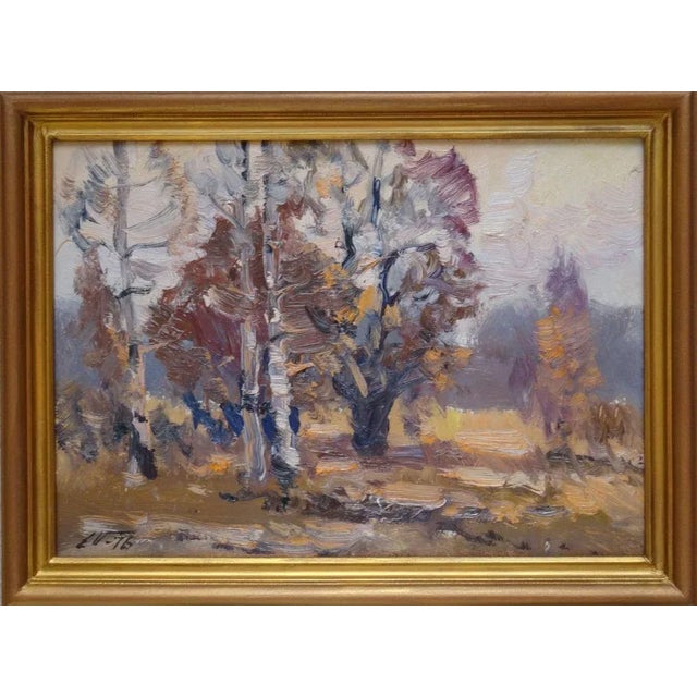 Edgars Vinters, Autumn Landscape, 1976, Oil on Cardboard For Sale - Image 3 of 7