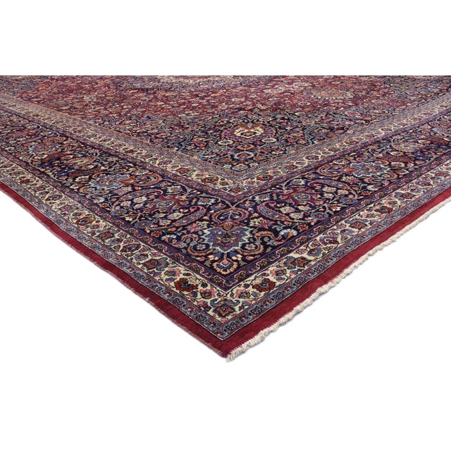 Textile Antique Persian Mashhad Rug, 15'09 X 19'00 For Sale - Image 7 of 10