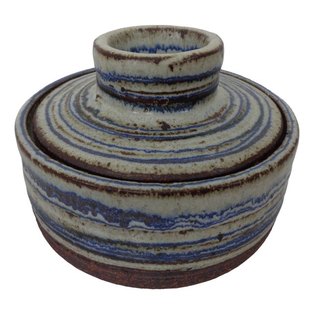 Studio Ceramic Bowl with Lid by Tue Poulsen, Denmark, 1960s For Sale