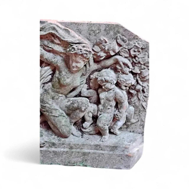 Bring timeless European romance to your garden, sunroom, or terrace with this vintage cast-stone relief plaque depicting a...