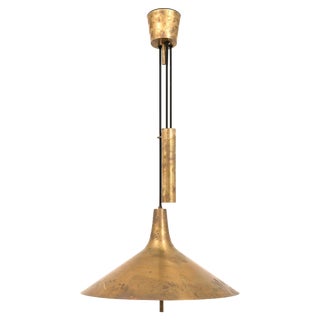 Height Adjustable Ceiling Lamp in Brass, 1960s For Sale