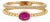 Ruby & Diamond Beaded Double Band Stacking Ring Size 7 Set in 14k Yellow Gold For Sale