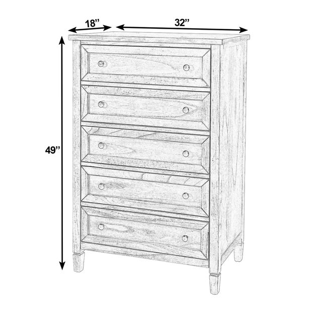 Spritely Home Accent Furniture Flagstaff 32 in. W Rectangular Wood 5 Drawer Chest, Desert Sand For Sale - Image 4 of 11