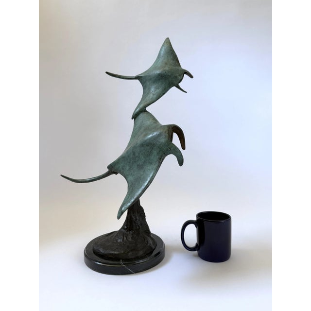Metal Mantas in Flight - Bronze Sculpture For Sale - Image 7 of 7